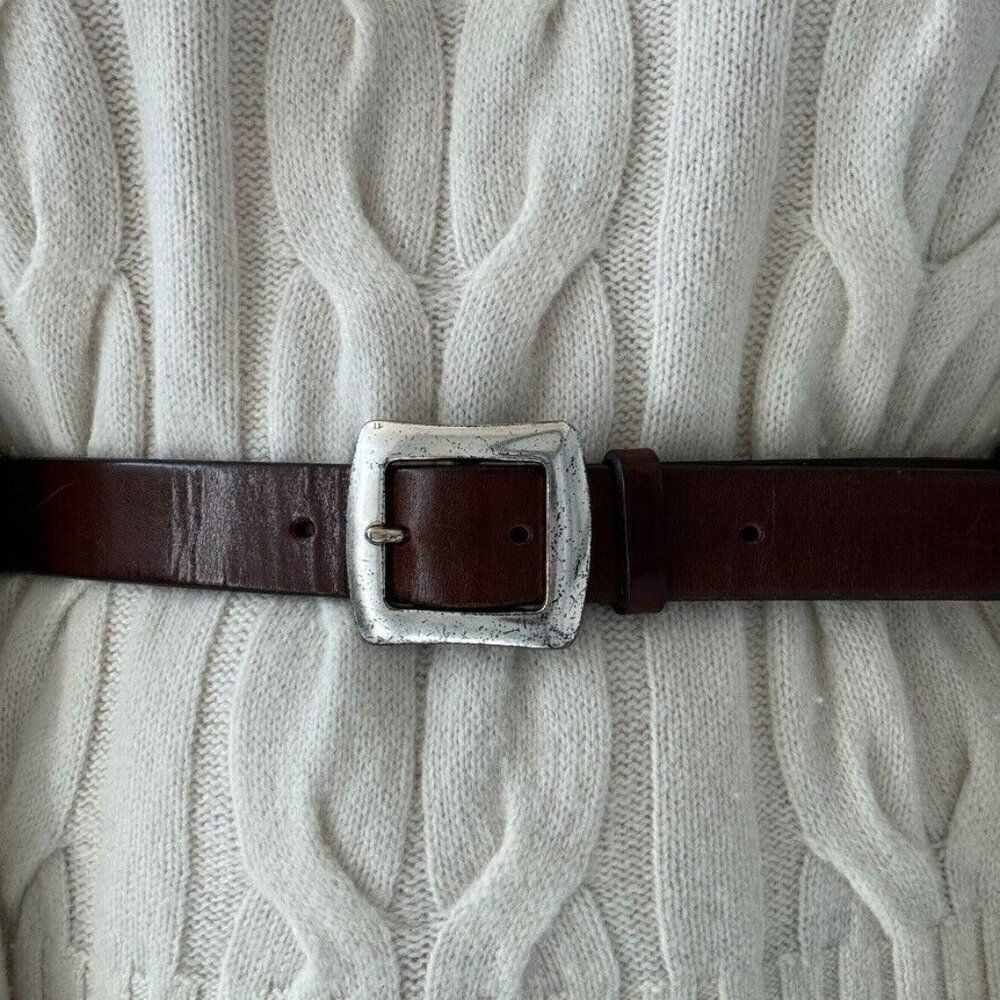 Vintage Eddie Bauer Brown Leather Made in USA Minimalist Belt Sz L